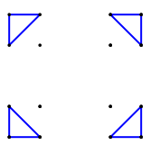 Todos los posibles triángulos rectángulos en una cuadrícula 2x2