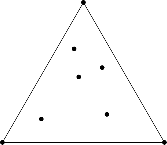Triángulo con cinco puntos dentro